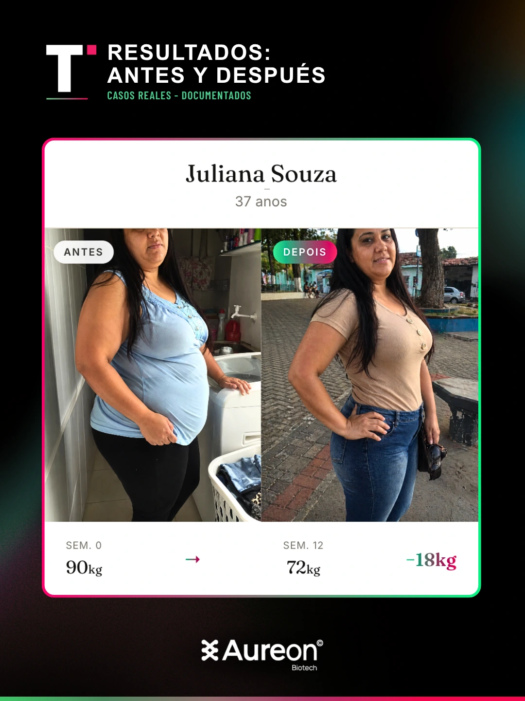 Comparativo de antes e depois enviado, registro 1