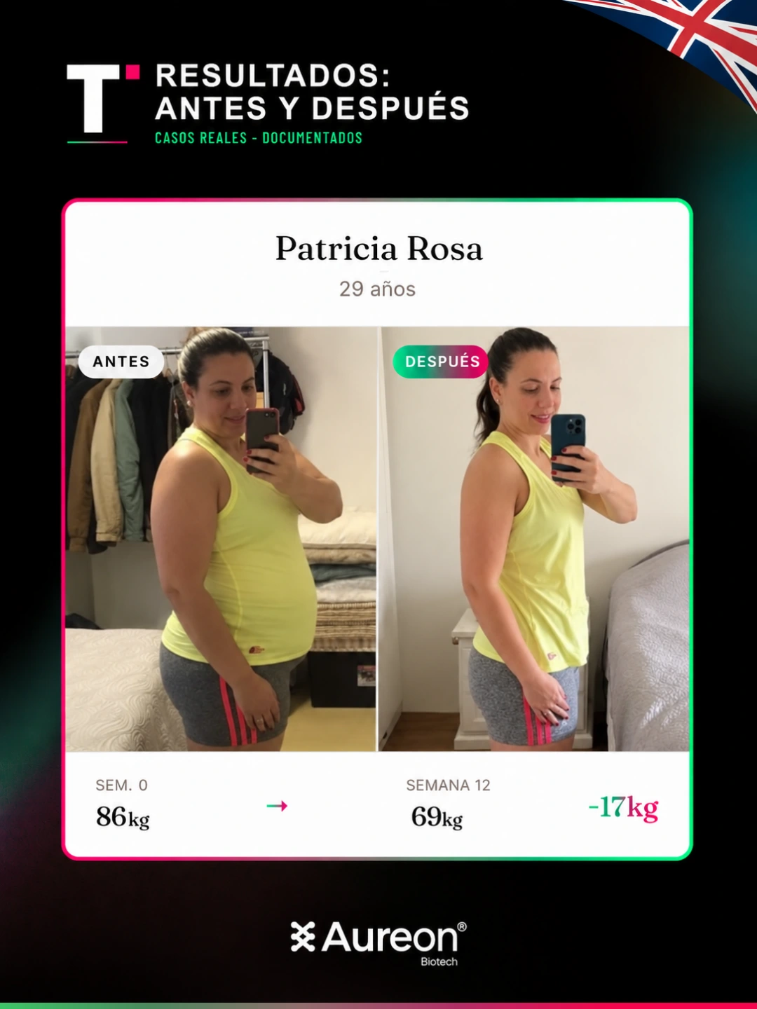 Comparativo de antes e depois enviado, registro 4